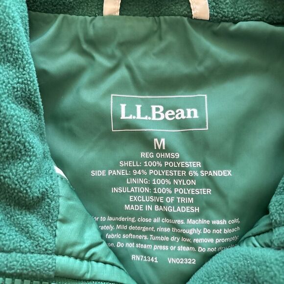 L.L. Bean Vest Women's Medium Green Quilted Fleece Pockets fall hiking gameday - Picture 5 of 7